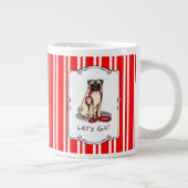 行くぞ!(歩く)パグ犬(淡い子鹿)カワイイ ジャンボコーヒーマグカップ (右)