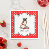 行くぞ!(歩く)パグ犬(淡い子鹿)カワイイ スタンダードランチョンナプキン (インサイチュ)
