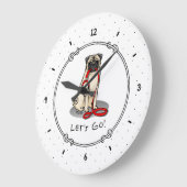 行くぞ！（歩く）パグ犬（淡い子鹿）カワイイ ラージ壁時計 (傾斜)