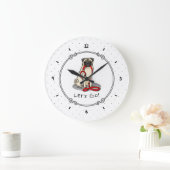 行くぞ！（歩く）パグ犬（淡い子鹿）カワイイ ラージ壁時計 (ホーム)