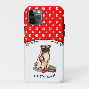 行くぞ！（歩く）パグ犬（淡い子鹿）カワイイ iPhone 11 PROケース