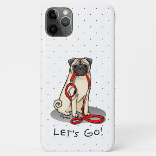行くぞ！（歩く）パグ犬（淡い子鹿）カワイイ iPhone 11 PRO MAXケース