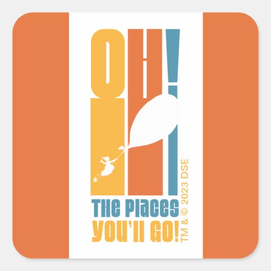 行くぞ!背の高いレトロタイポグラフィ スクエアシール (正面)