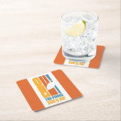 行くぞ！背の高いレトロタイポグラフィ スクエアペーパーコースター (インサイチュ)