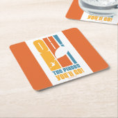 行くぞ！背の高いレトロタイポグラフィ スクエアペーパーコースター (アングル)