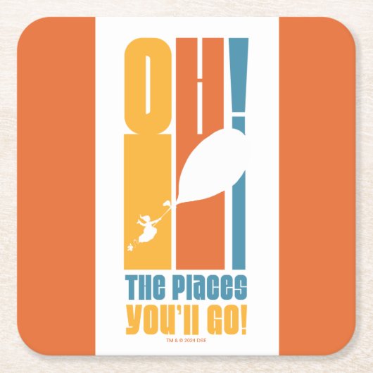 行くぞ！背の高いレトロタイポグラフィ スクエアペーパーコースター (正面)