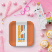 行くぞ！背の高いレトロタイポグラフィ ペーパープレート (パーティー)