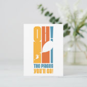 行くぞ!背の高いレトロタイポグラフィ ポストカード (スタンド正面)