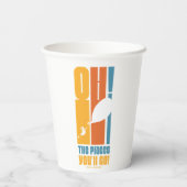 行くぞ！背の高いレトロタイポグラフィ 紙コップ (裏面)