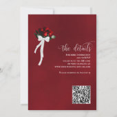 行くぞ！赤エレガントバラQRコード詳細結婚 招待状 (裏面)