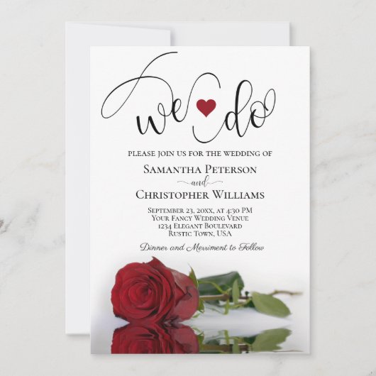 行くぞ！長エレガント茎の赤薔薇結婚病 招待状 (正面)