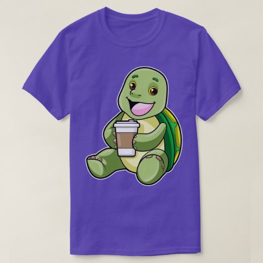 行くにはシェルコーヒーと亀 Tシャツ (デザイン正面)