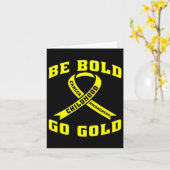 行くはっきりした金ゴールド小児癌イエローリボン カード (黄色い花)