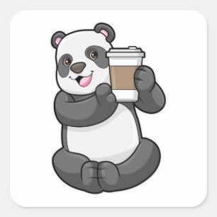 行くコーヒー付きパンダ スクエアシール