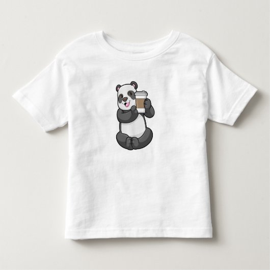 行くコーヒー付きパンダ トドラーTシャツ (正面)