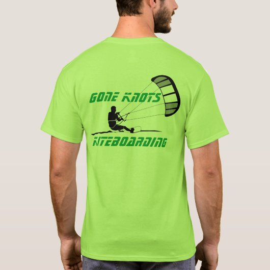 行くライムグリーン凧の波の生命はKiteboardingを結びます Tシャツ (裏面)
