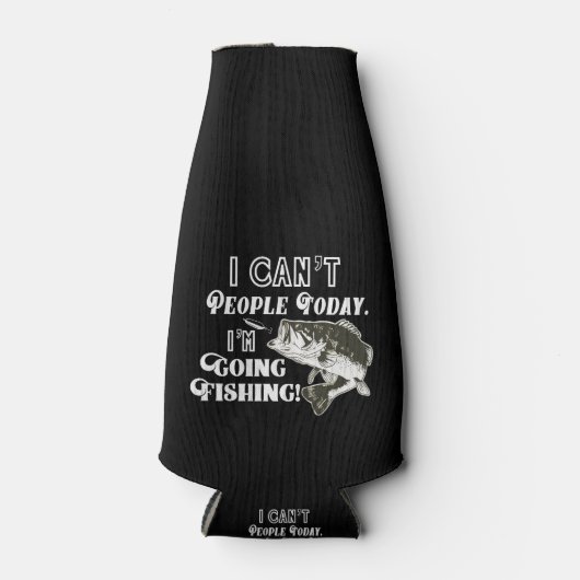 行く人が魚釣りおもしろい引用文バス ボトルクーラー (正面)