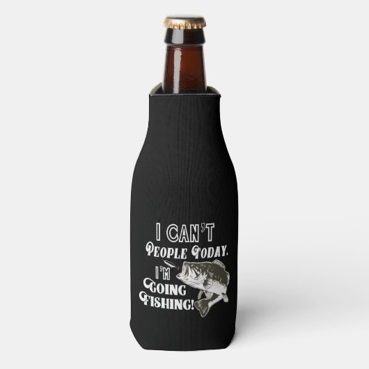 行く人が魚釣りおもしろい引用文バス ボトルクーラー (ボトル正面)