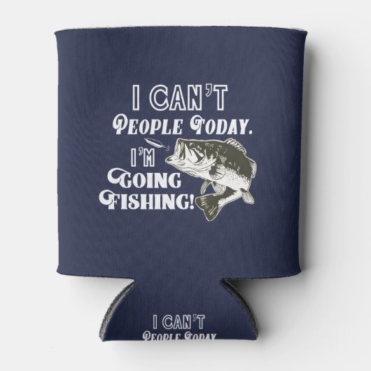 行く人が魚釣りおもしろい引用文バス 缶クーラー (正面)