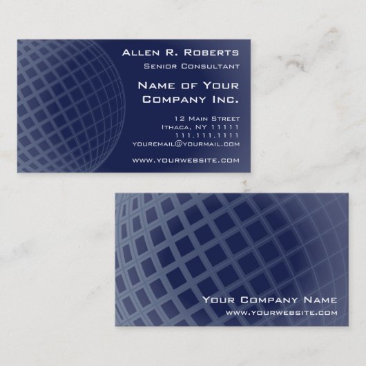 行く全体的にエレガントな濃紺のモダンな企業の 名刺 (正面/裏面)