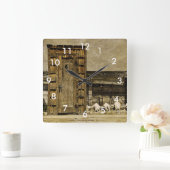 行く時間! 離れ家の柱時計 スクエア壁時計 (ホーム)