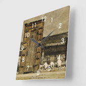 行く時間! 離れ家の柱時計 スクエア壁時計 (傾斜)