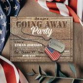 行く素朴パーティー遠くに軍隊犬タグ米国国旗 招待状