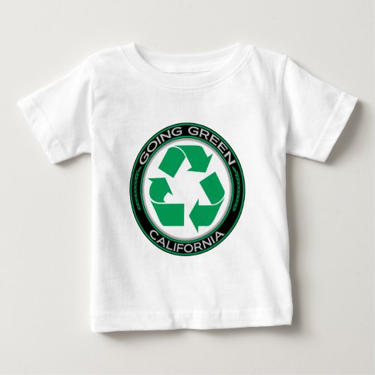 行く緑のリサイクルカリフォルニア ベビーTシャツ (正面)