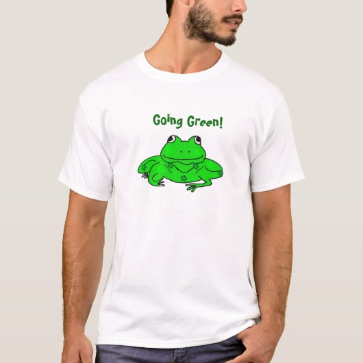 行く緑! カエルのワイシャツ Tシャツ (正面)