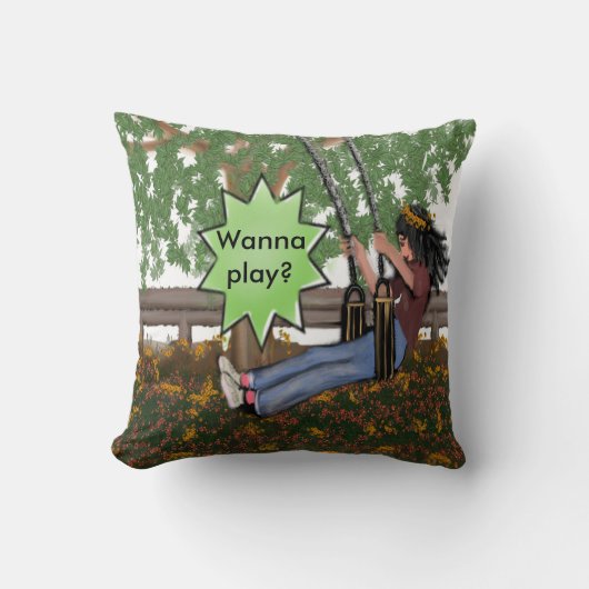 行く遊か?ソファ装飾用クッションの女の子のスイング クッション (正面)
