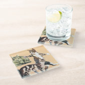 行く遊猫 ガラスコースター (アングル)