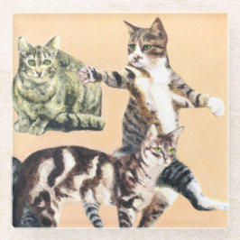 行く遊猫 ガラスコースター