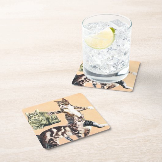 行く遊猫 スクエアペーパーコースター (インサイチュ)