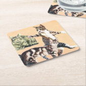 行く遊猫 スクエアペーパーコースター (アングル)
