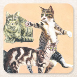 行く遊猫 スクエアペーパーコースター