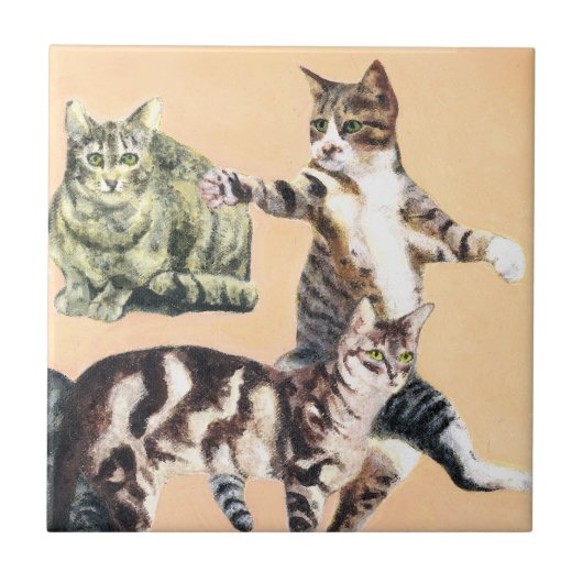 行く遊猫 タイル (正面)