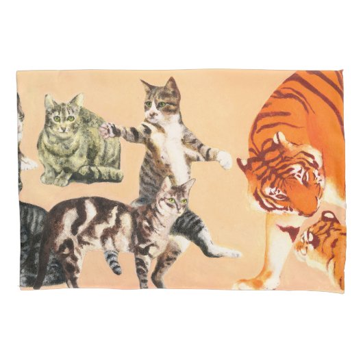 行く遊猫 枕カバー (正面)