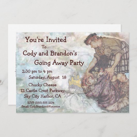 行く遠くににパーティの招待状のおとぎ話巨人のパック 招待状 (正面/裏面)