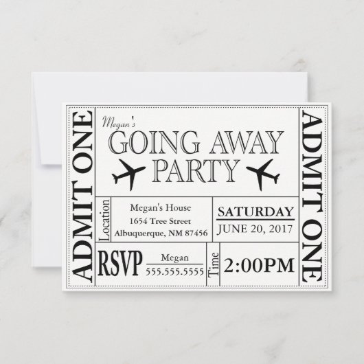 行く遠くににパーティーのチケットの招待状 招待状 (正面)