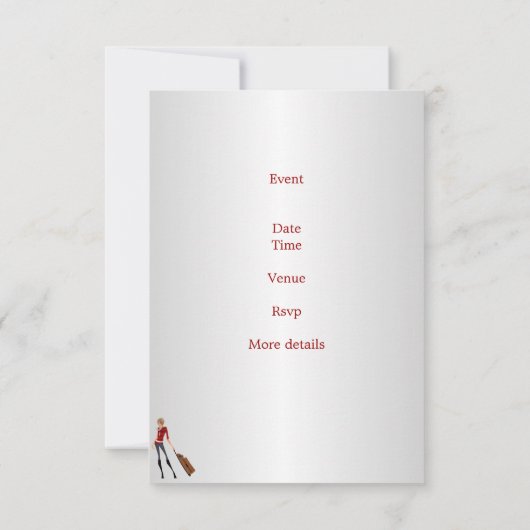 行く遠くにパーティーイベント女の子と荷物 招待状 (裏面)