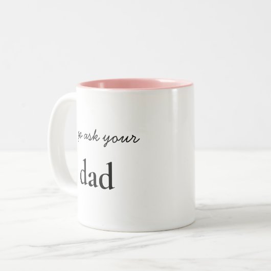 行く頼あなたはパパおもしろいママ ツートーンマグカップ (正面左)