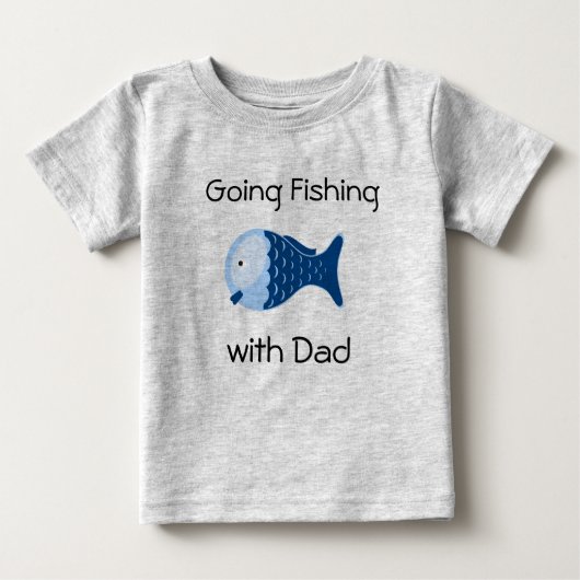 行く魚釣りとパパ幼児シャツ ベビーTシャツ (正面)