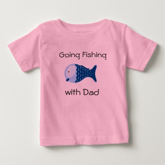 行く魚釣りとパパ幼児シャツ ベビーTシャツ (正面)