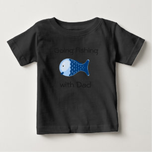 行く魚釣りとパパ幼児シャツ ベビーTシャツ