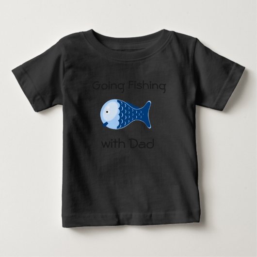 行く魚釣りとパパ幼児シャツ ベビーTシャツ (正面)