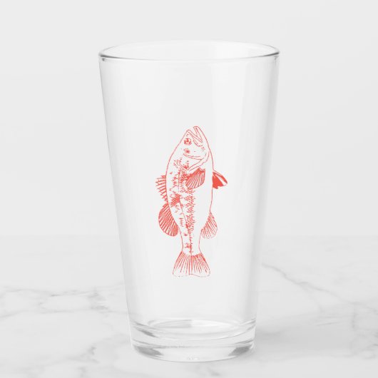 行く魚釣り&狩り – フィッシュピントグラス タンブラーグラス (正面)