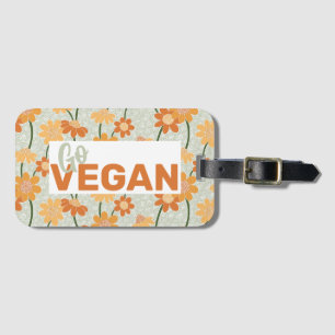 行けビーガン!1970かわいらし年代のレトロな消音の花 ラゲッジタグ