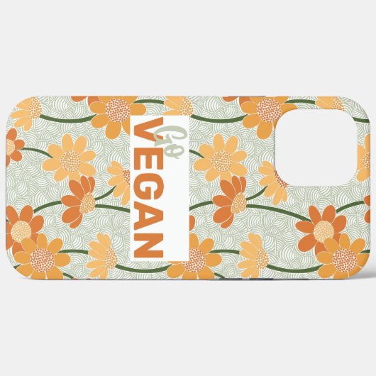行けビーガン!1970かわいらし年代のレトロな消音の花 Case-Mate iPhoneケース (裏面 (横))
