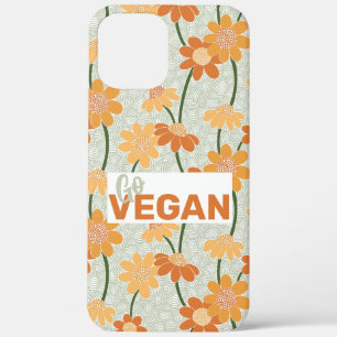 行けビーガン!1970かわいらし年代のレトロな消音の花 iPhone 12 PRO MAX ケース