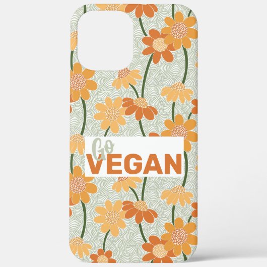 行けビーガン!1970かわいらし年代のレトロな消音の花 Case-Mate iPhoneケース (裏面)